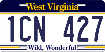 WV license plate 1CN427