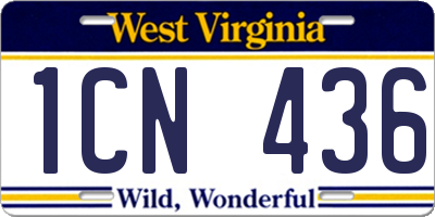 WV license plate 1CN436