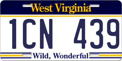 WV license plate 1CN439
