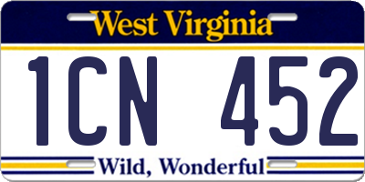 WV license plate 1CN452