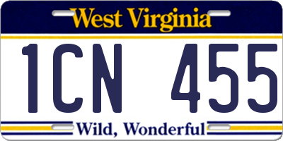 WV license plate 1CN455