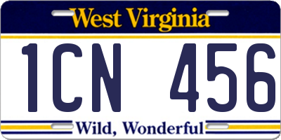 WV license plate 1CN456
