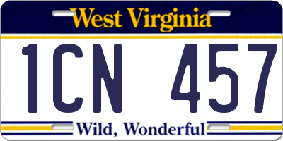 WV license plate 1CN457
