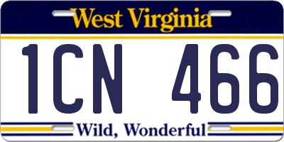 WV license plate 1CN466