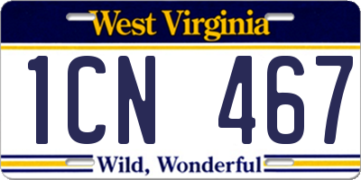 WV license plate 1CN467