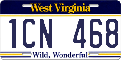 WV license plate 1CN468