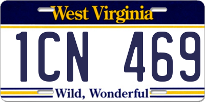 WV license plate 1CN469
