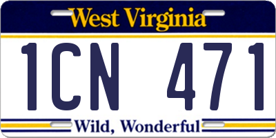 WV license plate 1CN471
