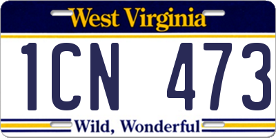 WV license plate 1CN473