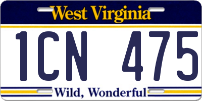 WV license plate 1CN475