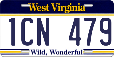 WV license plate 1CN479