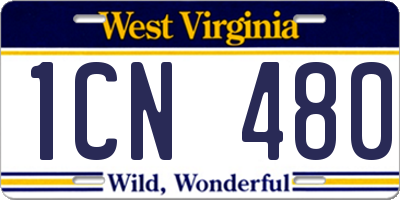 WV license plate 1CN480