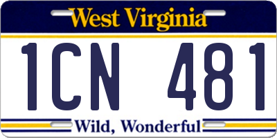 WV license plate 1CN481