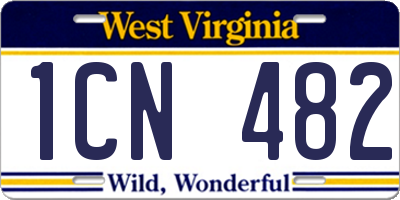 WV license plate 1CN482