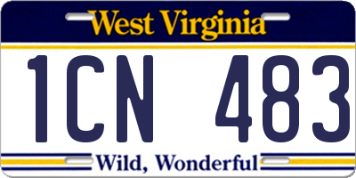 WV license plate 1CN483