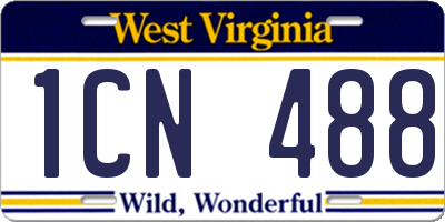 WV license plate 1CN488