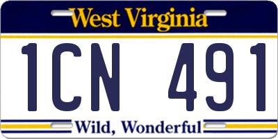 WV license plate 1CN491