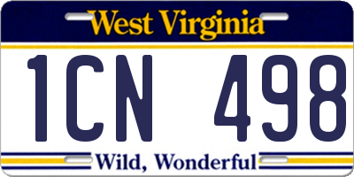 WV license plate 1CN498