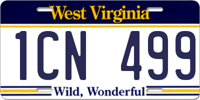 WV license plate 1CN499