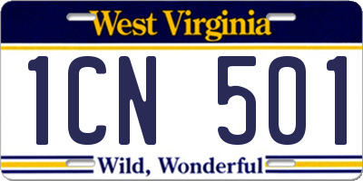 WV license plate 1CN501