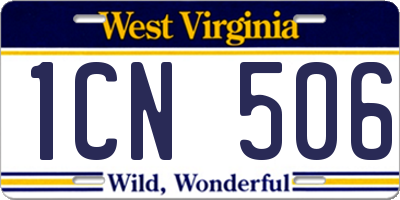 WV license plate 1CN506