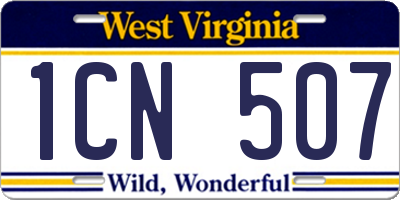 WV license plate 1CN507
