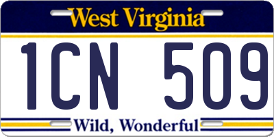 WV license plate 1CN509