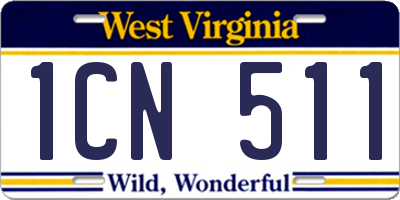 WV license plate 1CN511