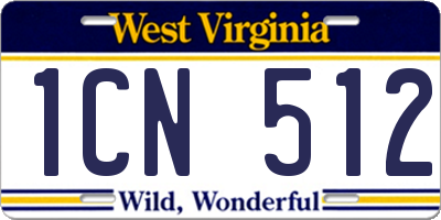 WV license plate 1CN512