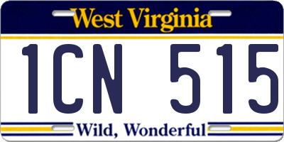 WV license plate 1CN515