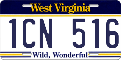 WV license plate 1CN516