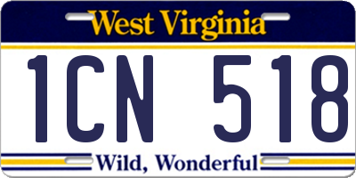 WV license plate 1CN518