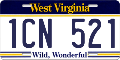 WV license plate 1CN521