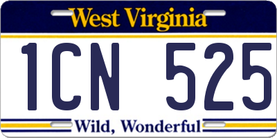 WV license plate 1CN525