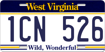 WV license plate 1CN526