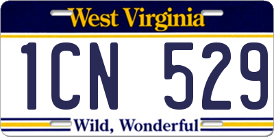 WV license plate 1CN529