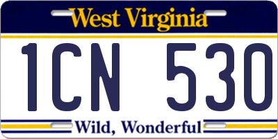 WV license plate 1CN530