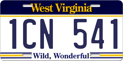 WV license plate 1CN541