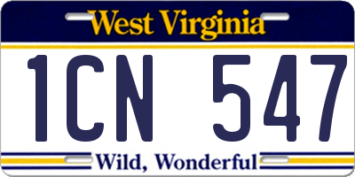 WV license plate 1CN547