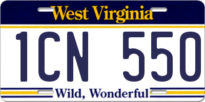 WV license plate 1CN550