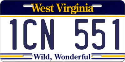 WV license plate 1CN551