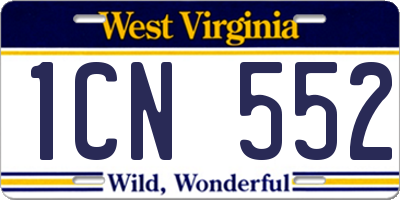 WV license plate 1CN552