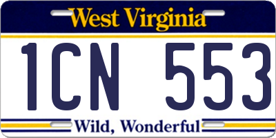 WV license plate 1CN553