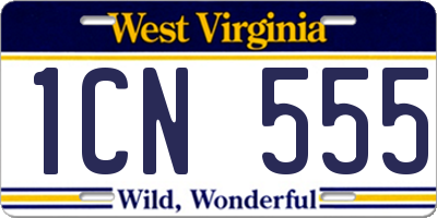 WV license plate 1CN555