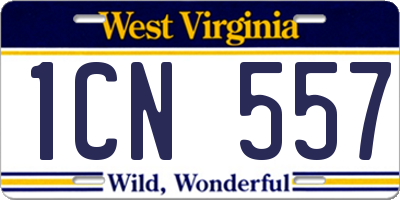 WV license plate 1CN557