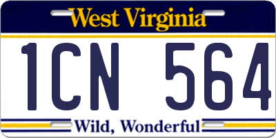 WV license plate 1CN564