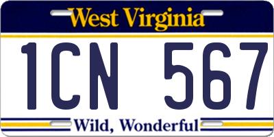 WV license plate 1CN567