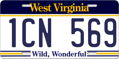 WV license plate 1CN569