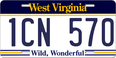 WV license plate 1CN570