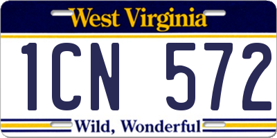 WV license plate 1CN572